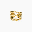 Kidult Anello aperto multifilo in acciaio dorato martellato - 821008