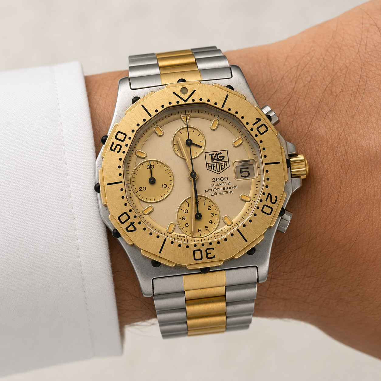 Orologio TAG Heuer 3000 Professional Chronograph — Vintage anni '80 — Quarzo Bicolore — NOS, 38mm - 8234206