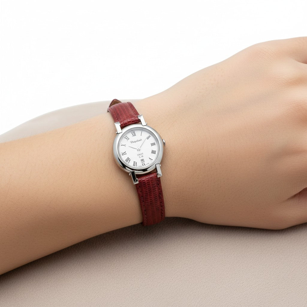 Orologio Philip Watch Corley CL 20 – Quadrante Bianco, Cinturino in Pelle Bordeaux, 27mm - 8251535515