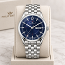 Orologio Philip Watch Day-Date — Acciaio 36 mm — Quarzo, quadrante blu con datario giorno e data — NOS  - 8253101125