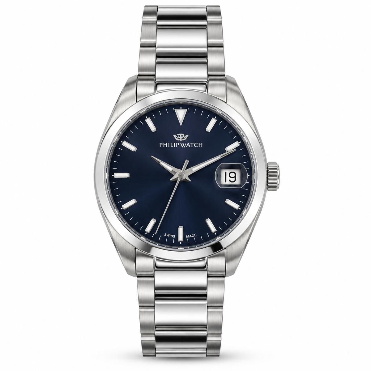 Orologio Philip Watch Solo tempo con data da donna, quadrante blu soleil al quarzo, 35mm — NOS - 8253300045