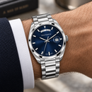 Orologio Philip Watch Day-Date — Acciaio 38 mm — Quarzo, giorno esteso a ore 12 e data a ore 3, quadrante blu — NOS - 8253301035