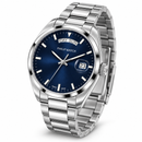 Orologio Philip Watch Day-Date — Acciaio 38 mm — Quarzo, giorno esteso a ore 12 e data a ore 3, quadrante blu — NOS - 8253301035