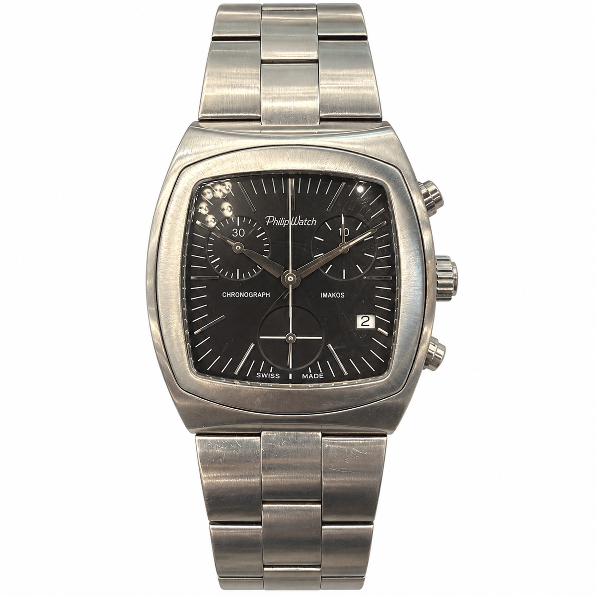 Orologio Philip Watch Imakos Uomo — Acciaio 30x33 mm — Cronografo al quarzo, datario ore 4 — NOS - 8273980545