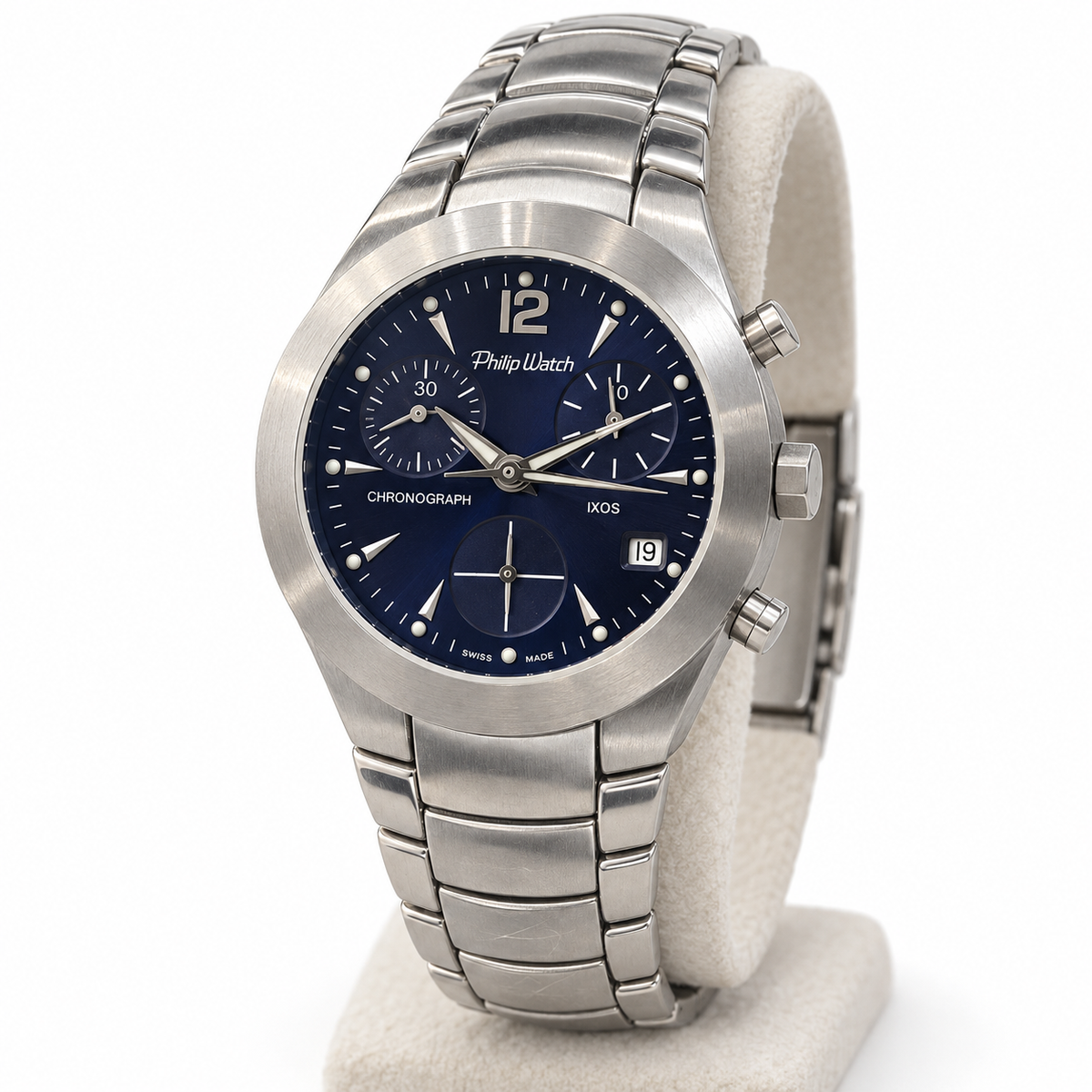 Orologio Philip Watch IXOS Donna — Acciaio 30 mm — Cronografo al quarzo quadrante blu — NOS - 8273990545