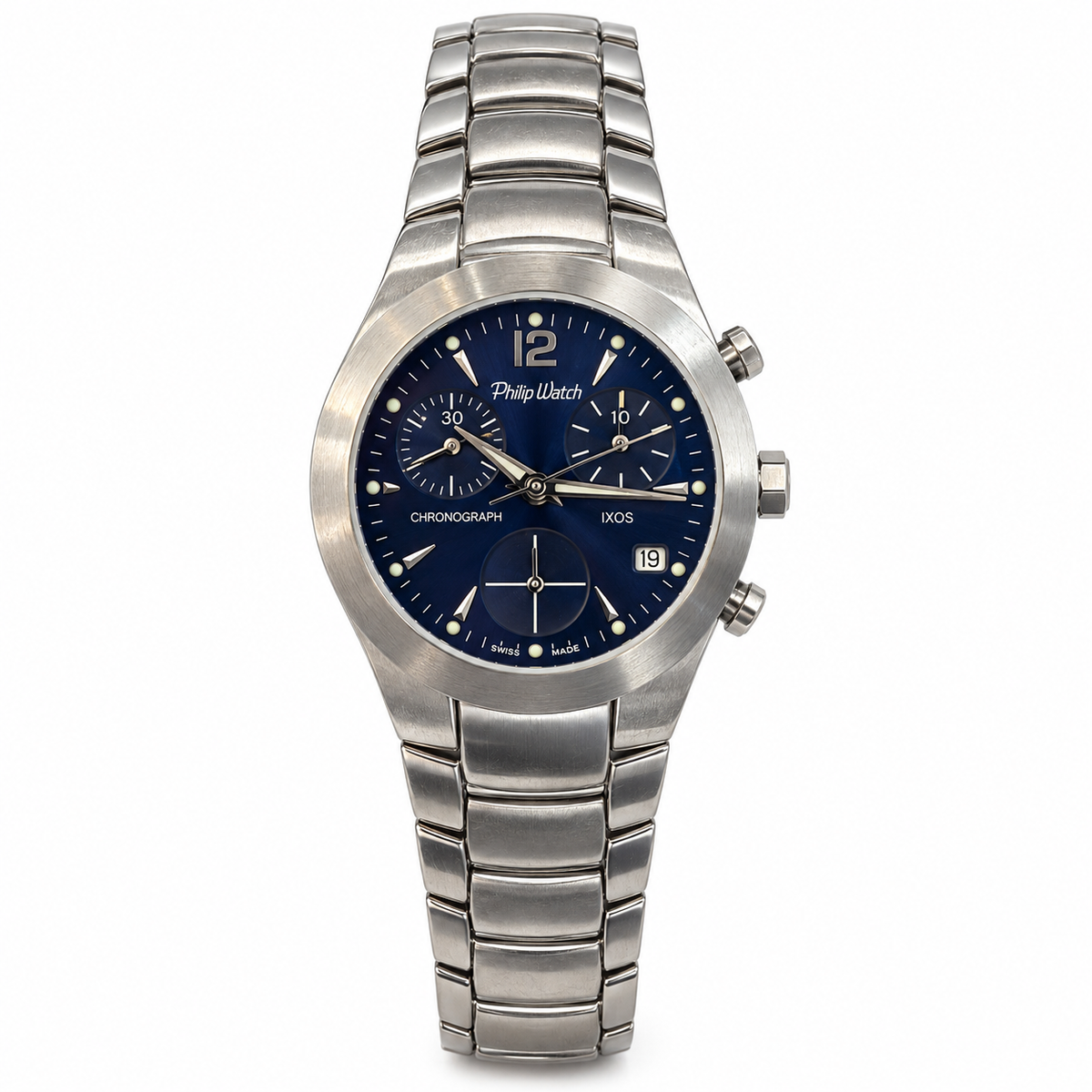 Orologio Philip Watch IXOS Donna — Acciaio 30 mm — Cronografo al quarzo quadrante blu — NOS - 8273990545