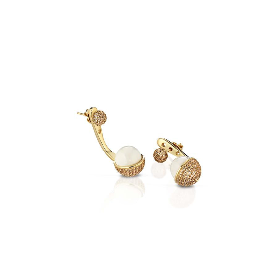 Boucles d'oreilles en agate argent doré et zircons - PA104G