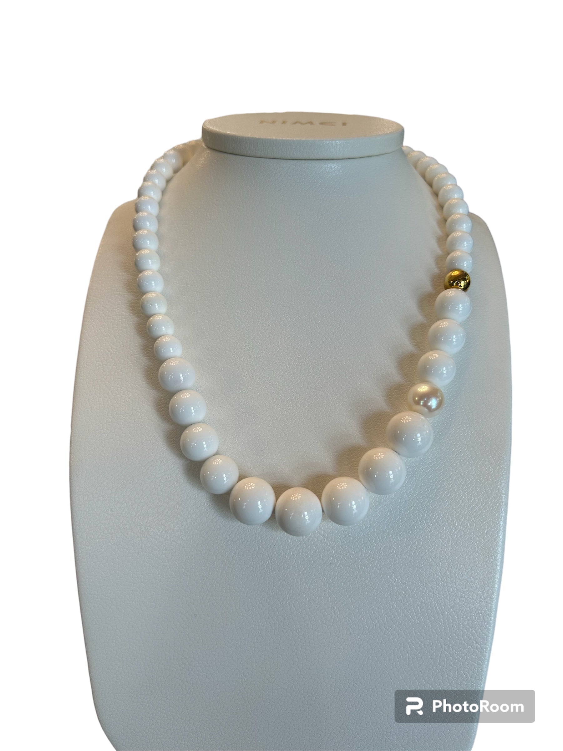 White Agate and Pearl Necklace - PCL1079V
