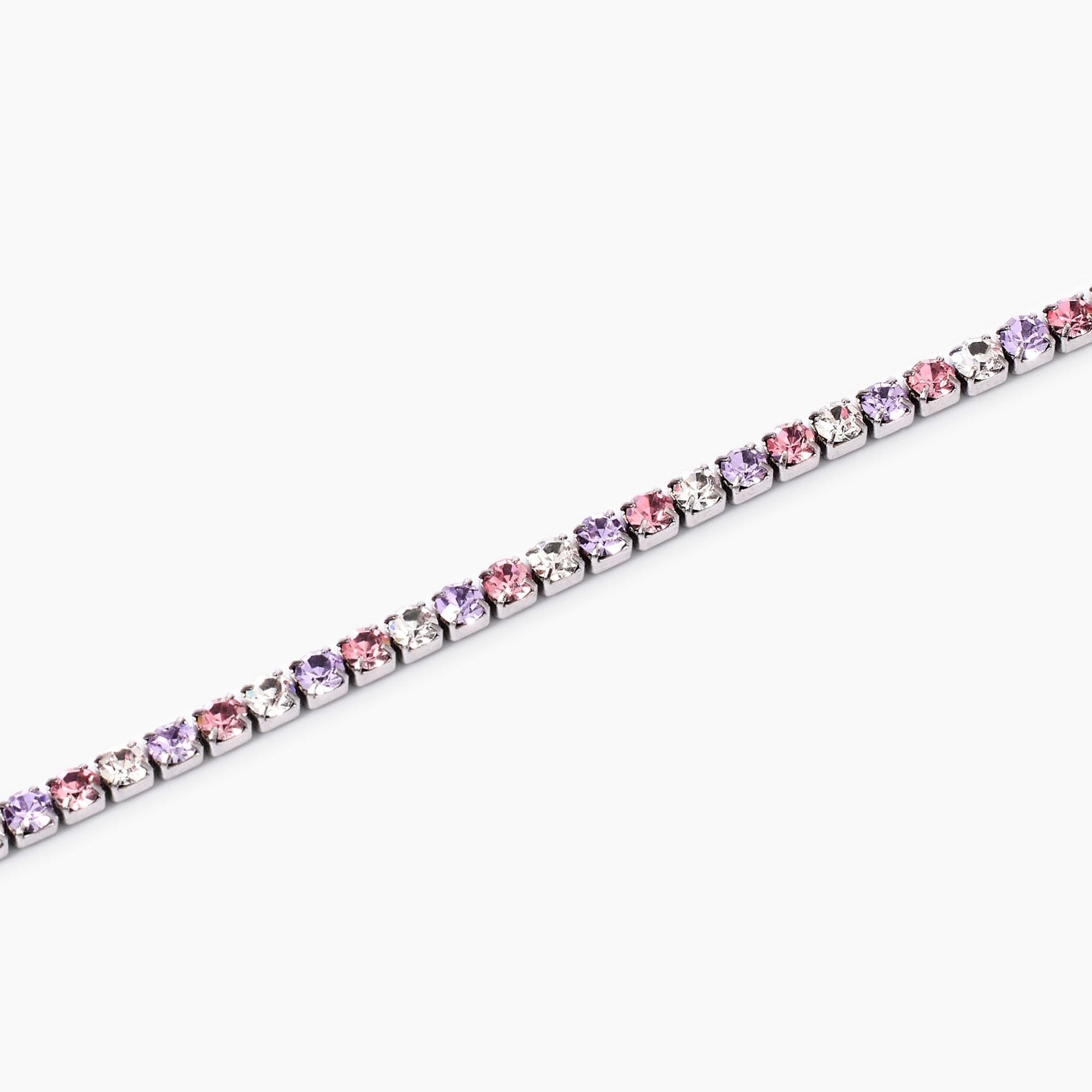 Kidult White and Pink Crystal Tennis Bracelet, Style 11 - 831018