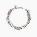 Kidult Bracciale in acciaio catene con perle e tennis di cristalli bianchi - 831029