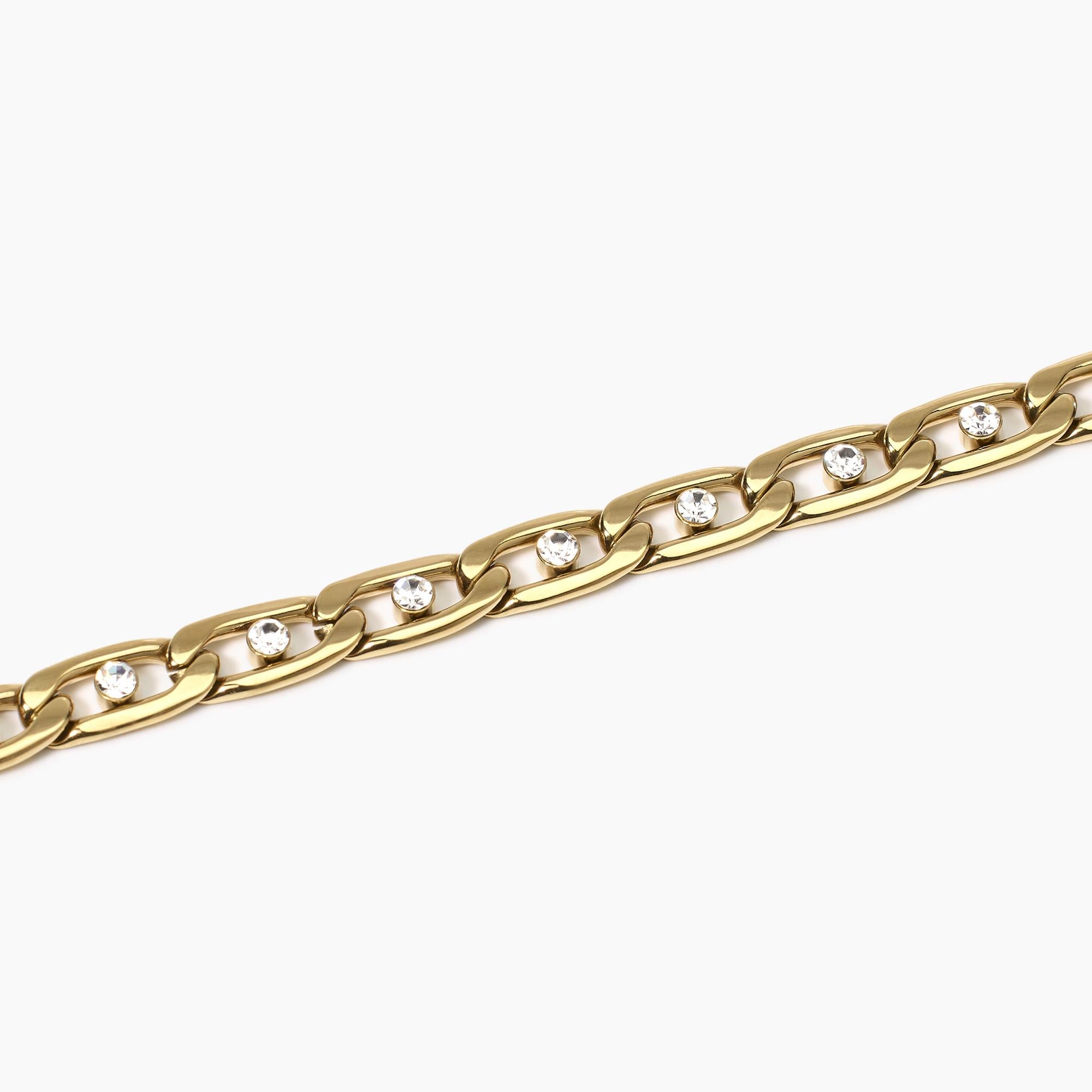 Kidult Bracciale dorato con catena groumette e cristalli, Style 40 - 831048