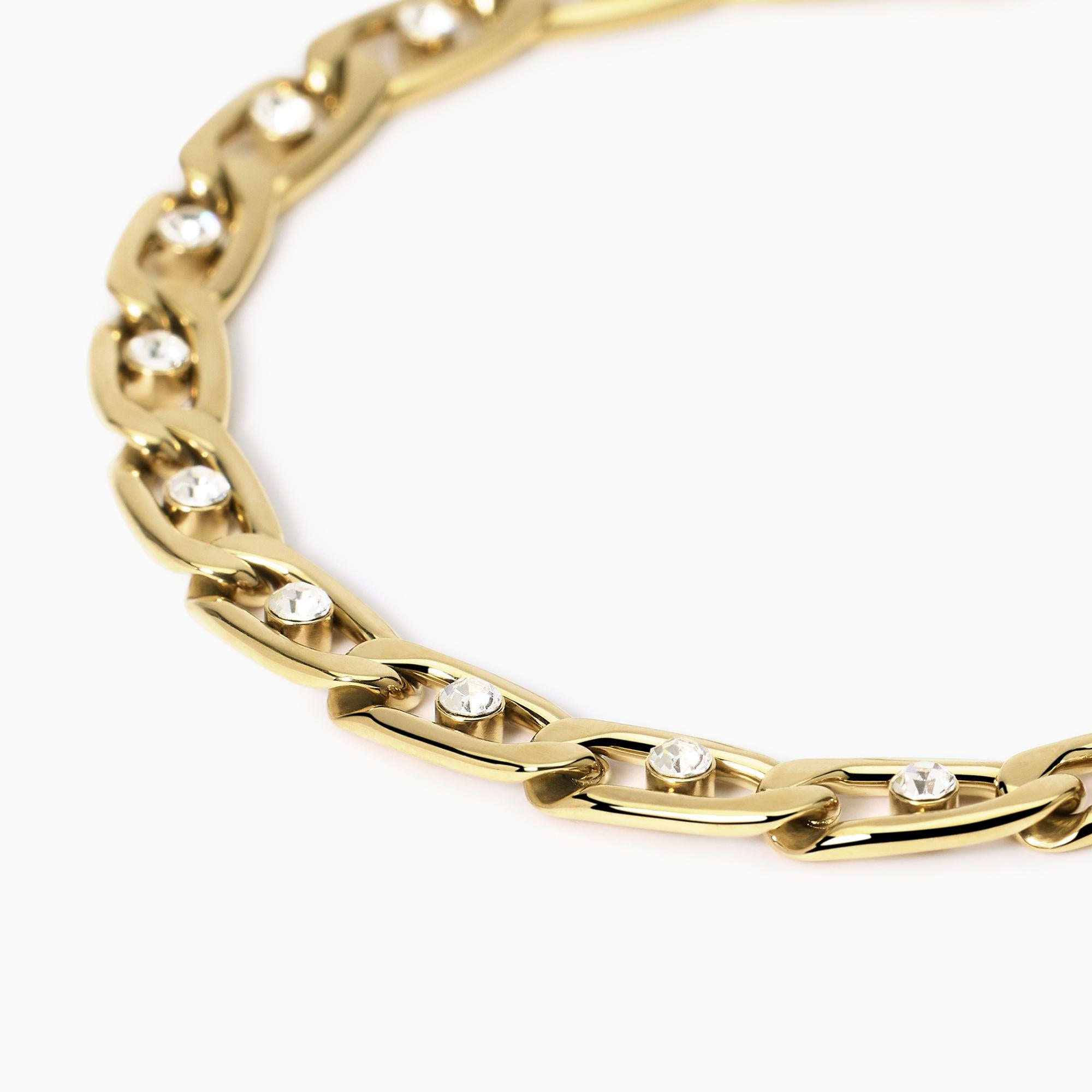 Kidult Bracciale dorato con catena groumette e cristalli, Style 40 - 831048