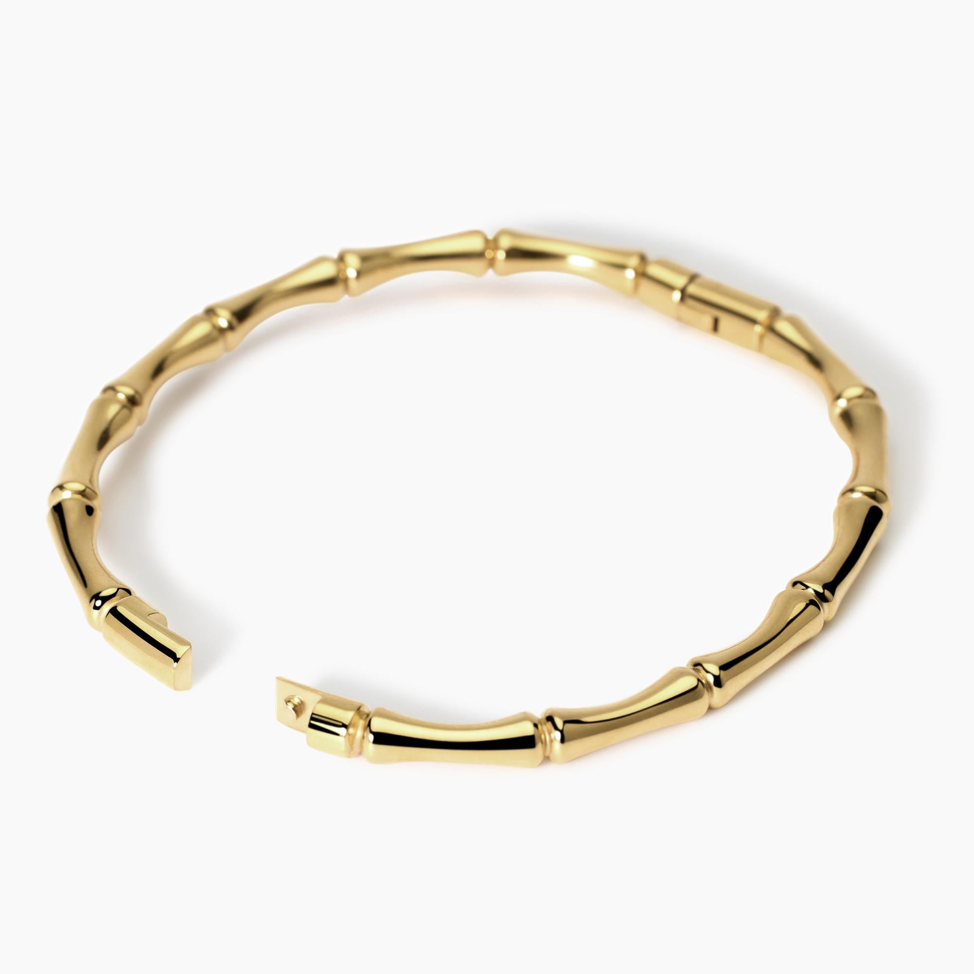 Kidult Armreif mit Bambuseffekt aus goldfarbenem Stahl, Stil 20 – 831060