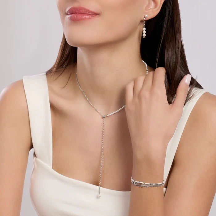 Kidult Bracciale in acciaio con catene e perle conchiglia - 831064