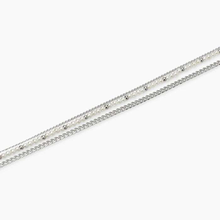 Kidult Bracciale in acciaio con catene e perle conchiglia - 831064