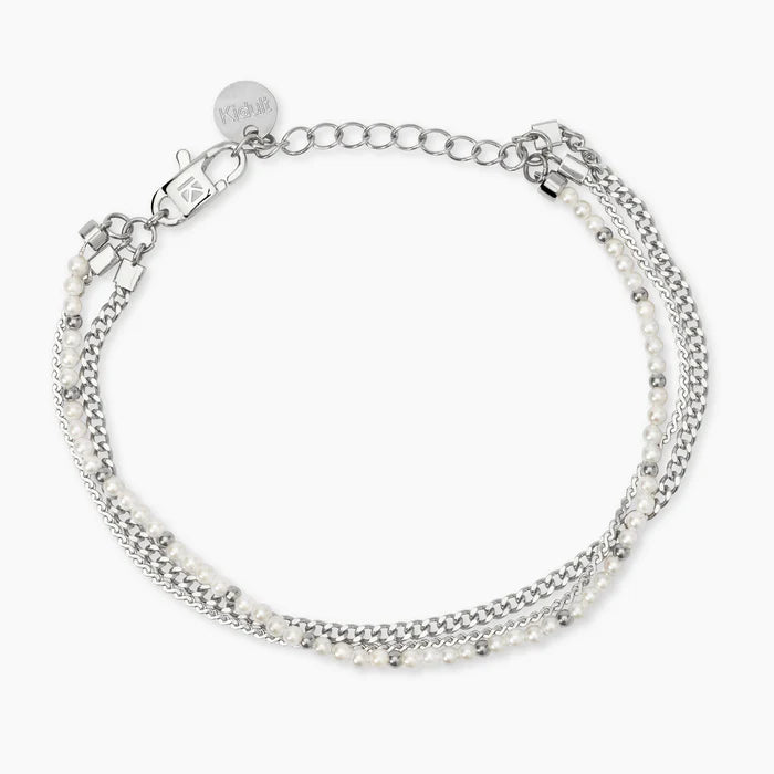 Kidult Bracciale in acciaio con catene e perle conchiglia - 831064