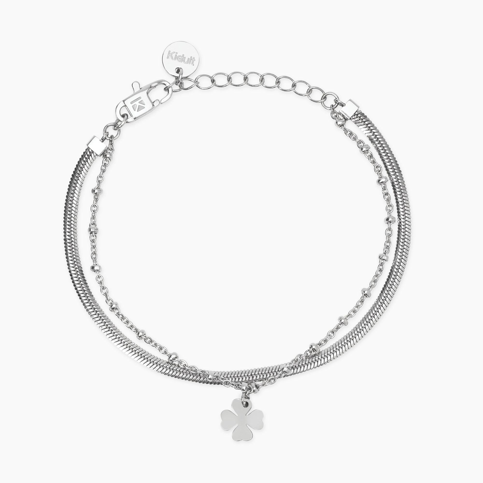 Kidult Bracciale con catene e ciondolo quadrifoglio, Style 38 - 831070