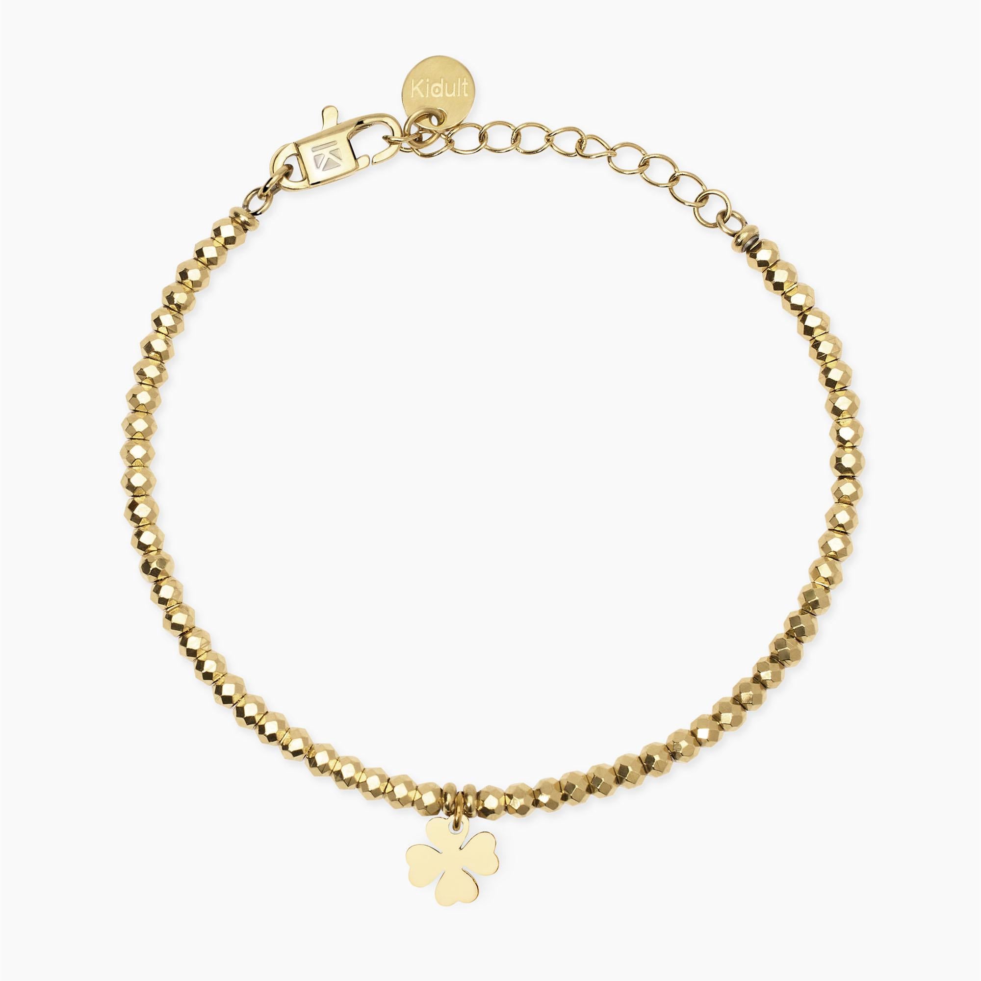 Kidult Bracciale dorato con ciondolo quadrifoglio, Style 38 - 831076