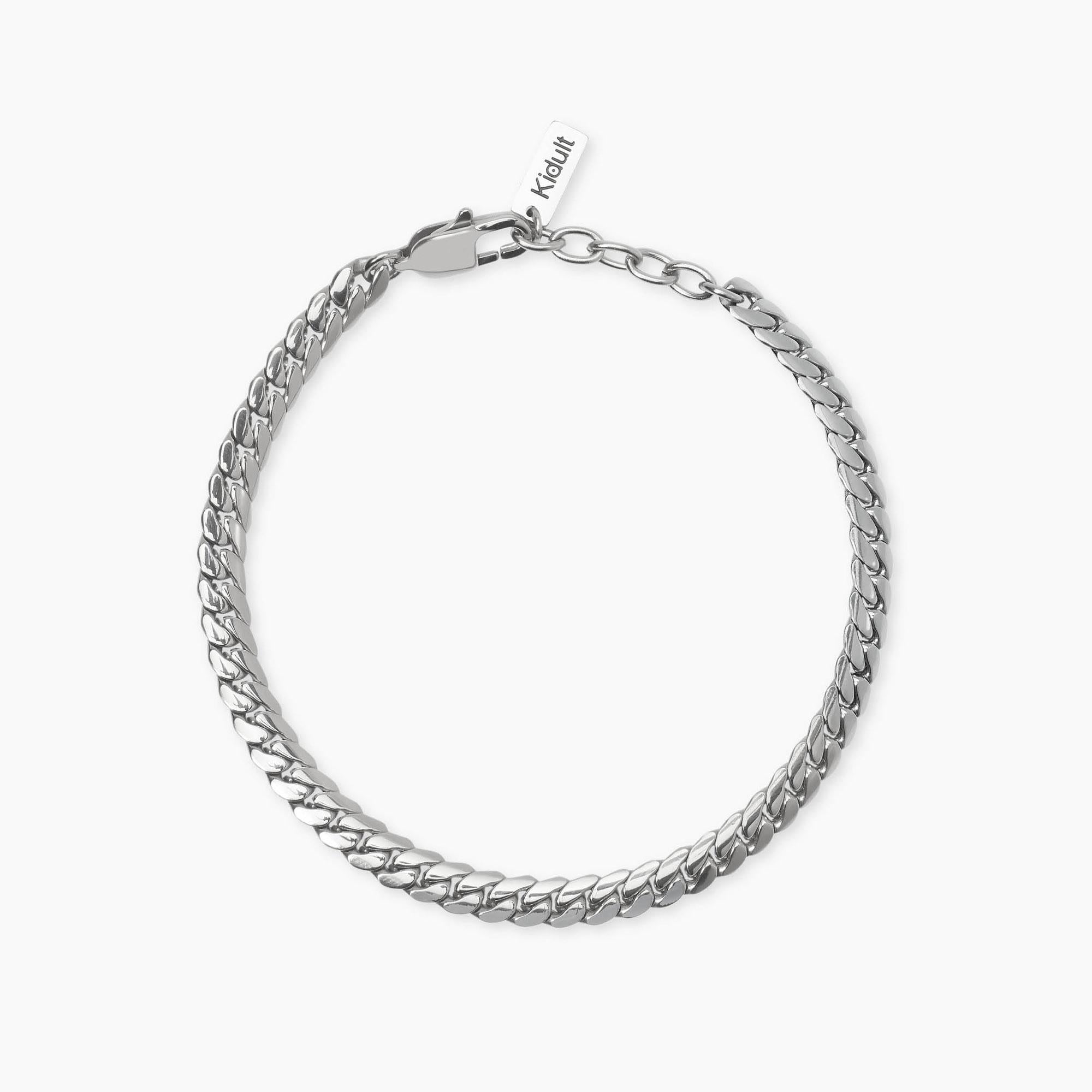 Kidult Bracciale da Uomo in acciaio  con catena groumette piatta, Style 08 - 831084