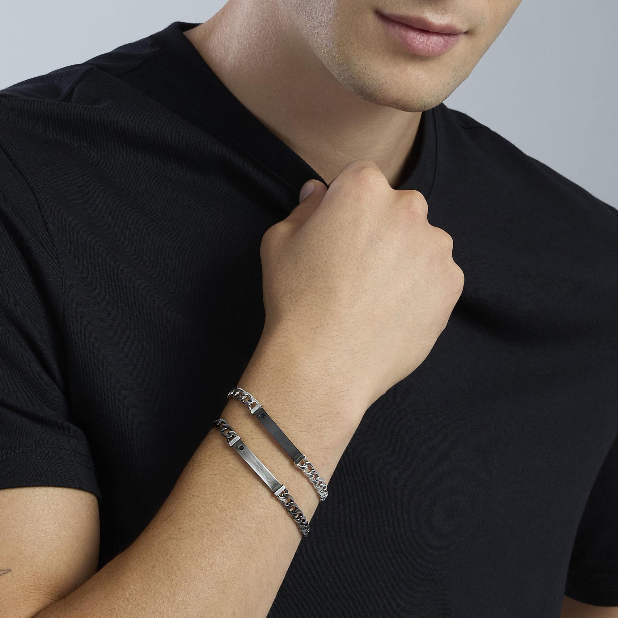 Kidult Bracciale da Uomo in acciaio con piastra centrale, Style 17 - 831119