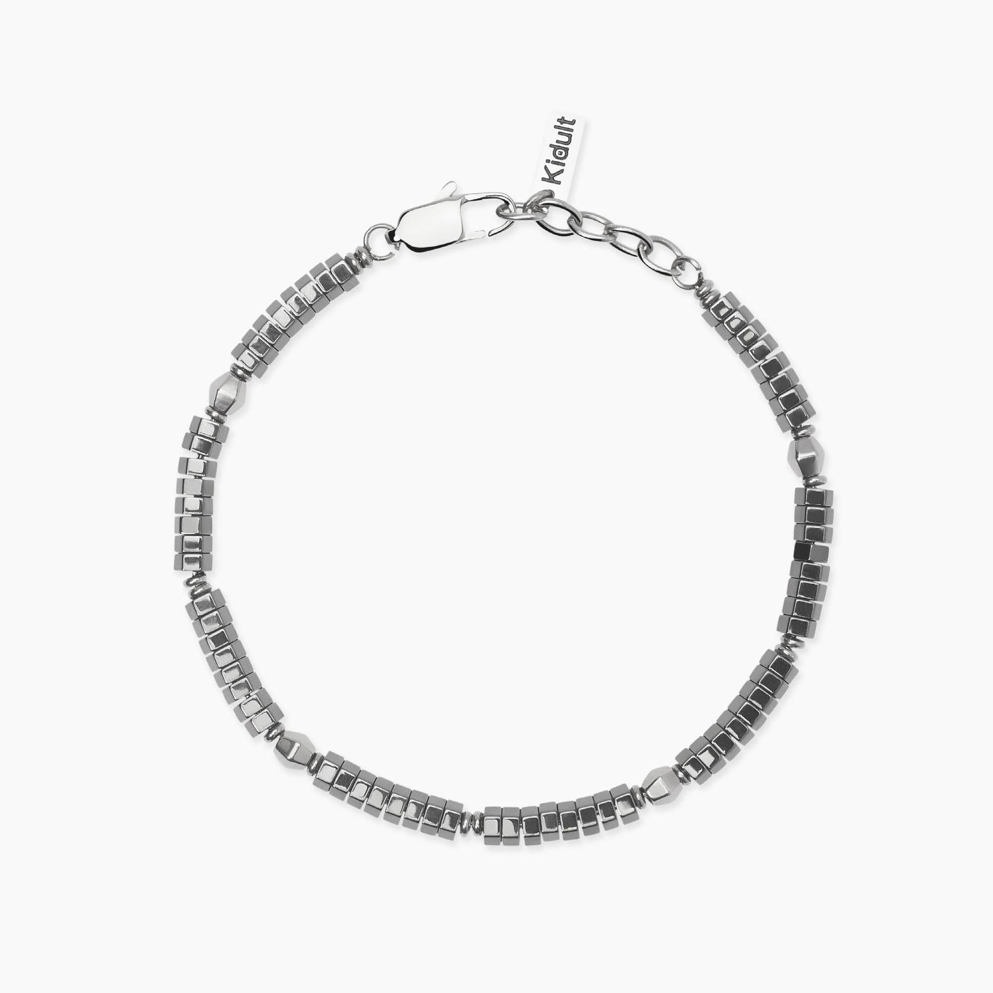 Kidult Bracciale da Uomo regolabile in acciaio e ematite, Style 23 - 831125