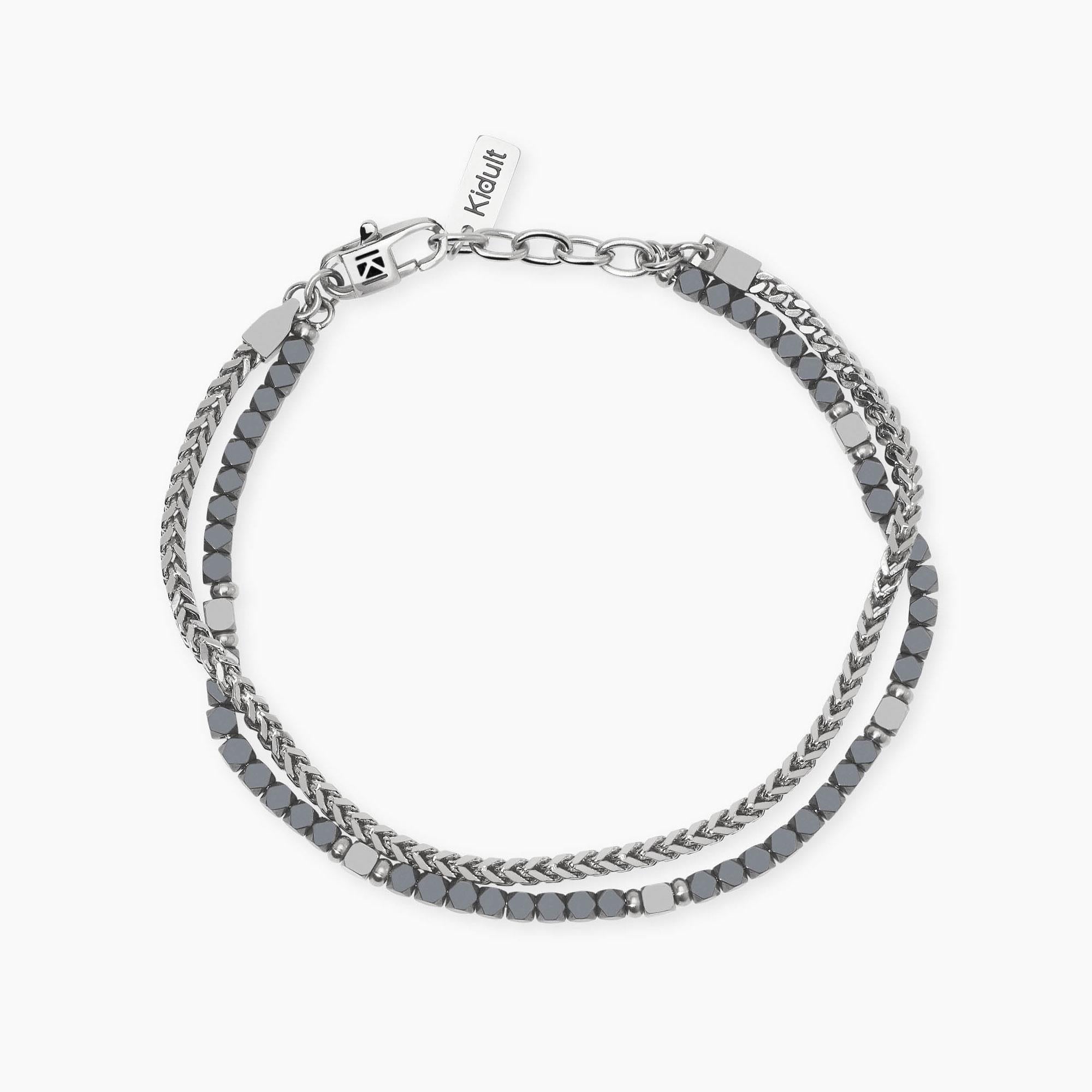 Kidult Bracciale da Uomo a catena franco e catena in ematite, Style 11 - 831126