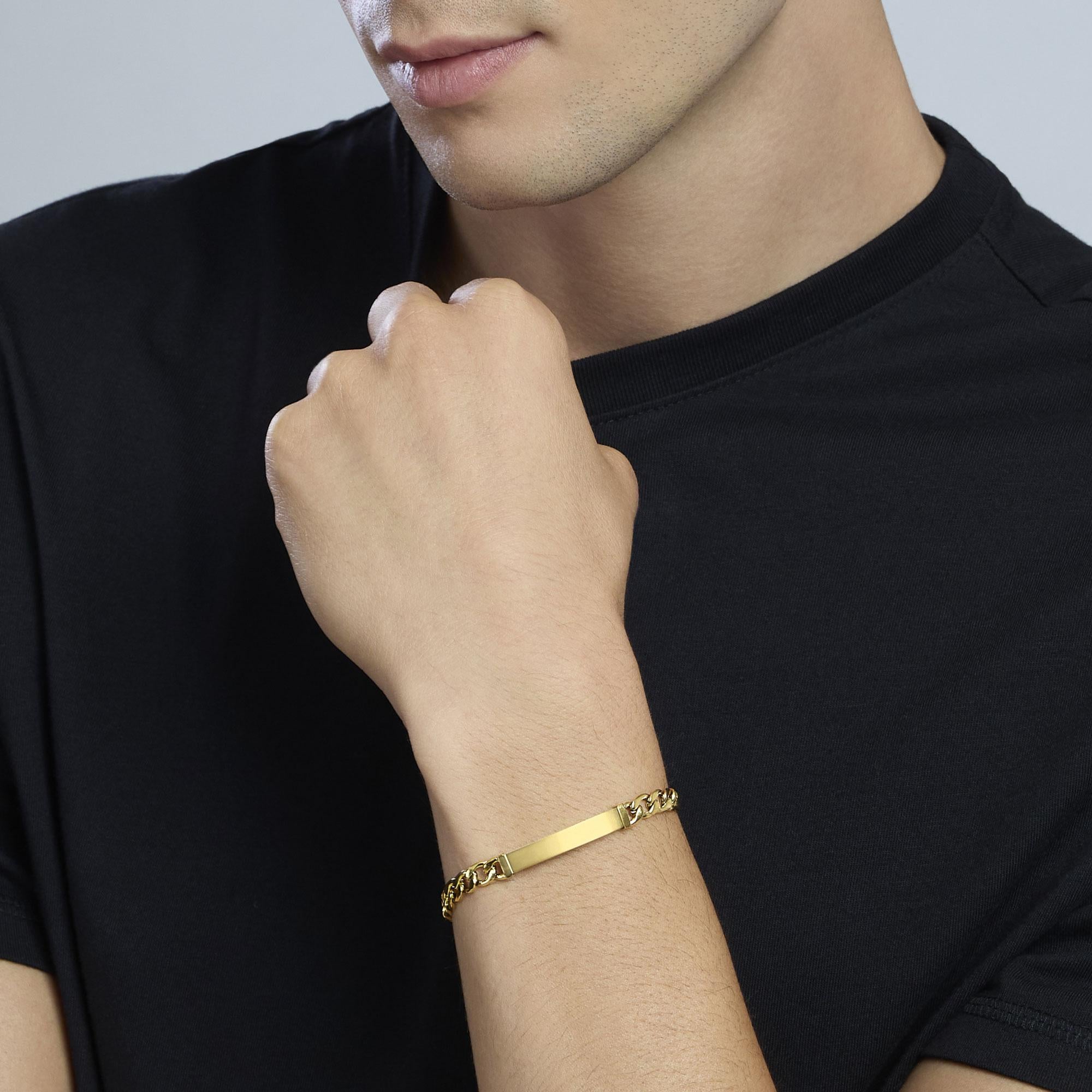 Kidult Bracciale da uomo in acciaio dorato con piastra, Style 17 - 831147