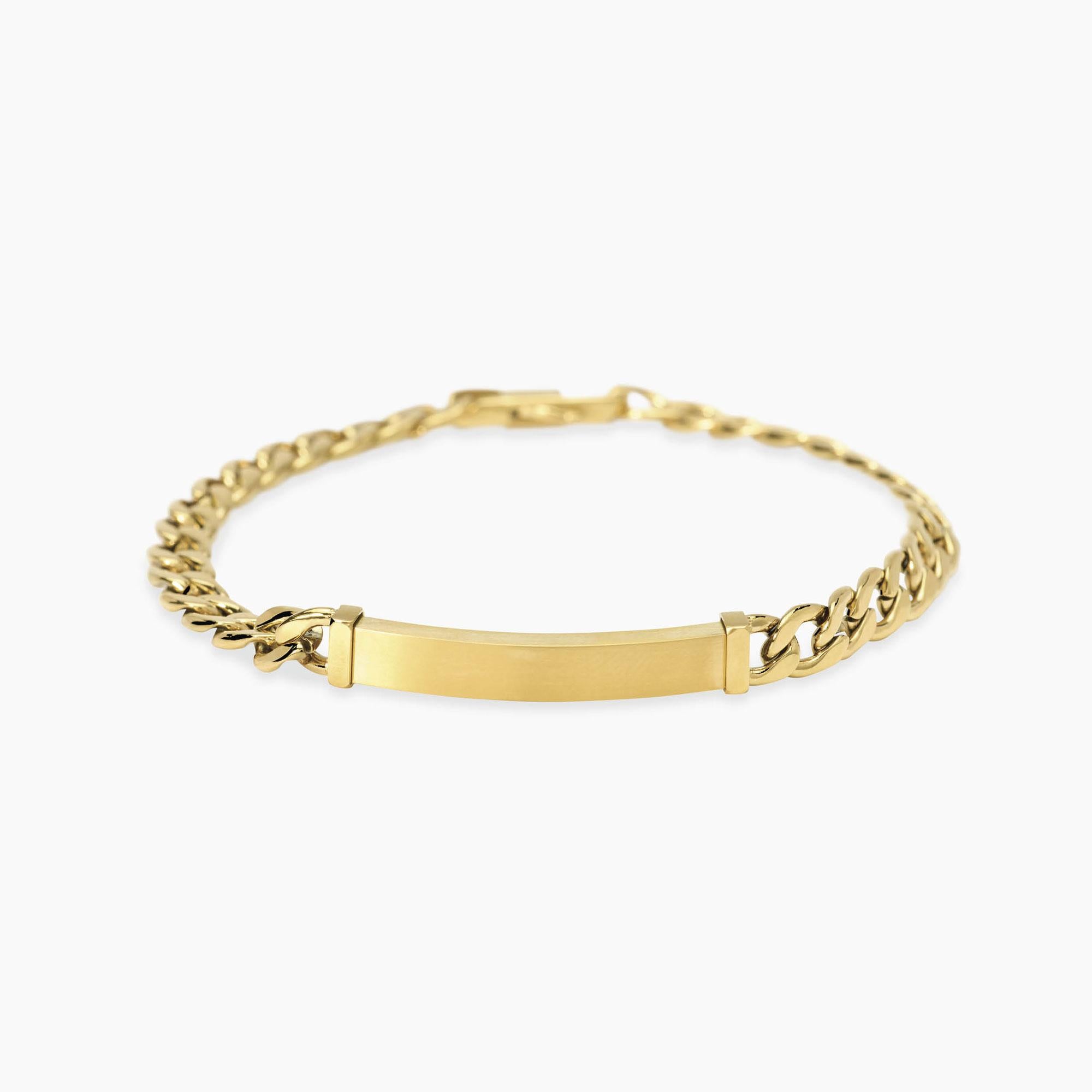 Kidult Bracciale da uomo in acciaio dorato con piastra, Style 17 - 831147