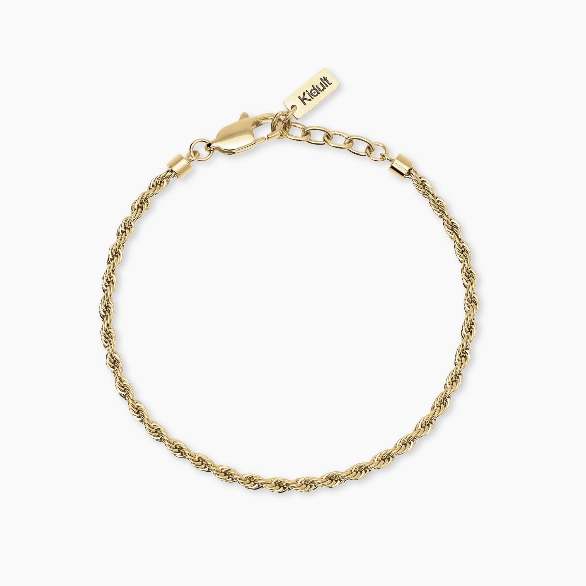 Kidult Bracciale da uomo con catena corda in acciaio dorato, Style 07 - 831148