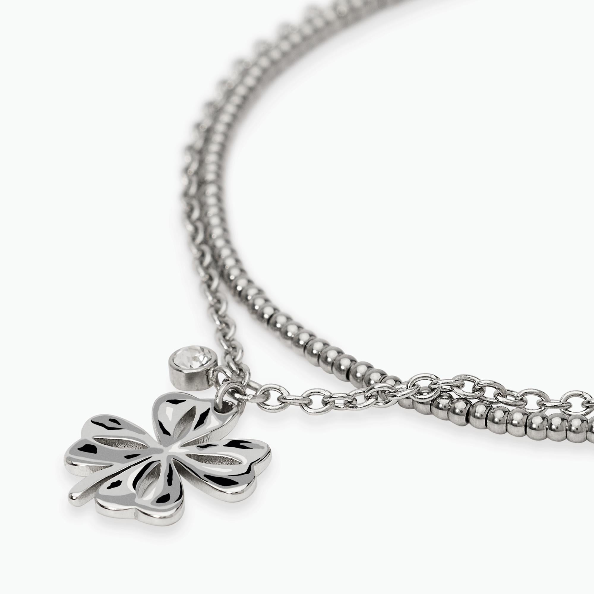 Kidult Bracciale a catene con quadrifoglio e cristallo, Style 57 - 831149