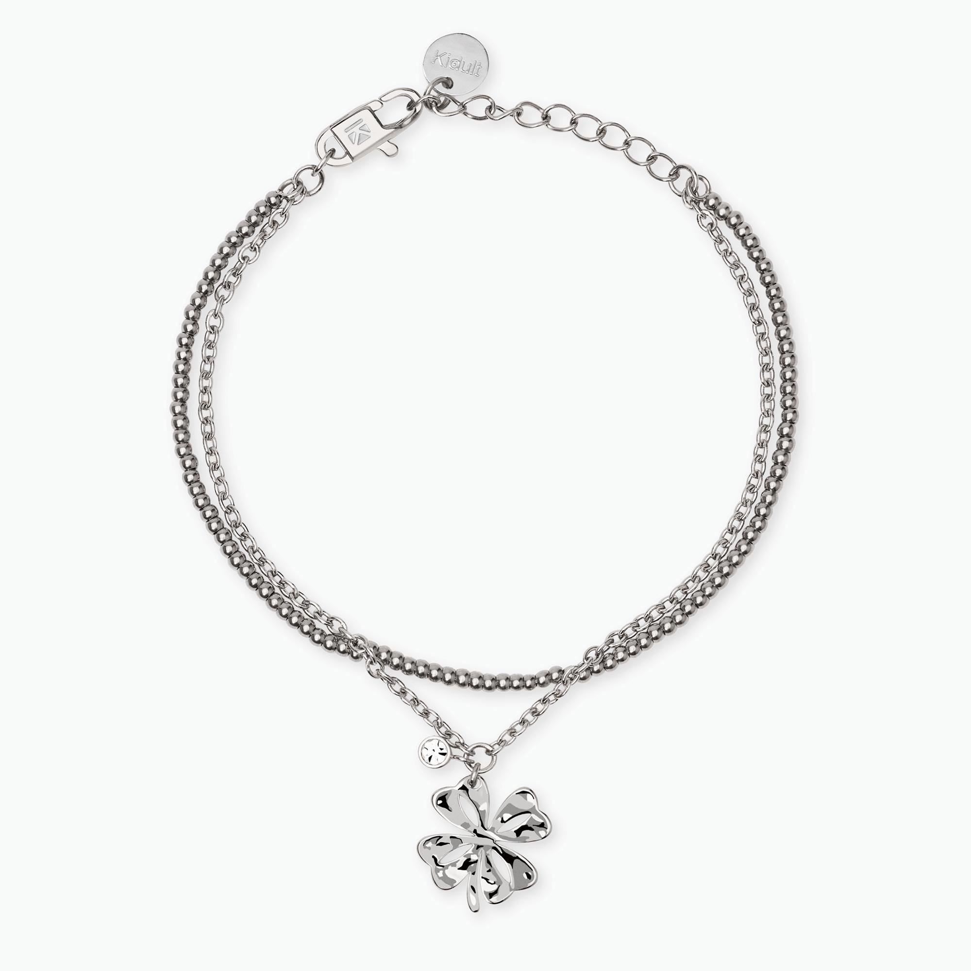 Kidult Bracciale a catene con quadrifoglio e cristallo, Style 57 - 831149
