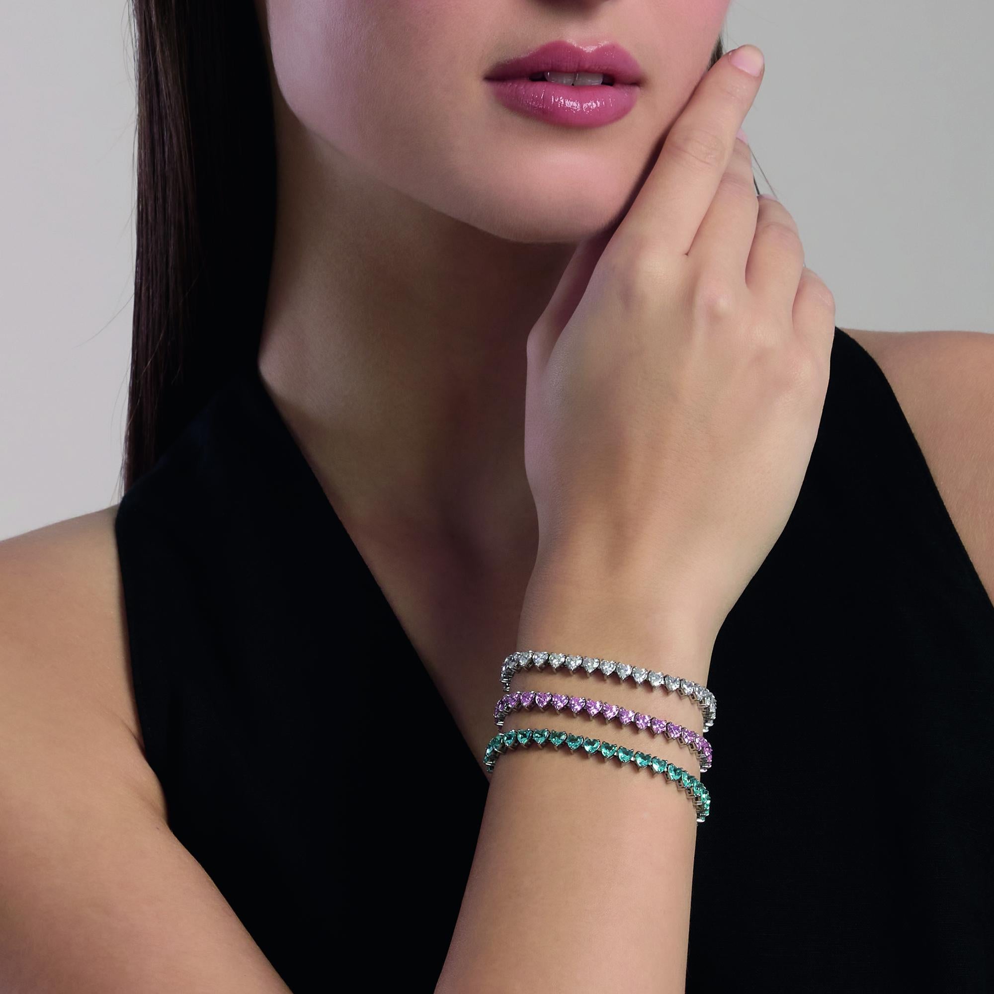 Kidult Bracciale tennis cuore con zirconi azzurri, Style 60 - 831154