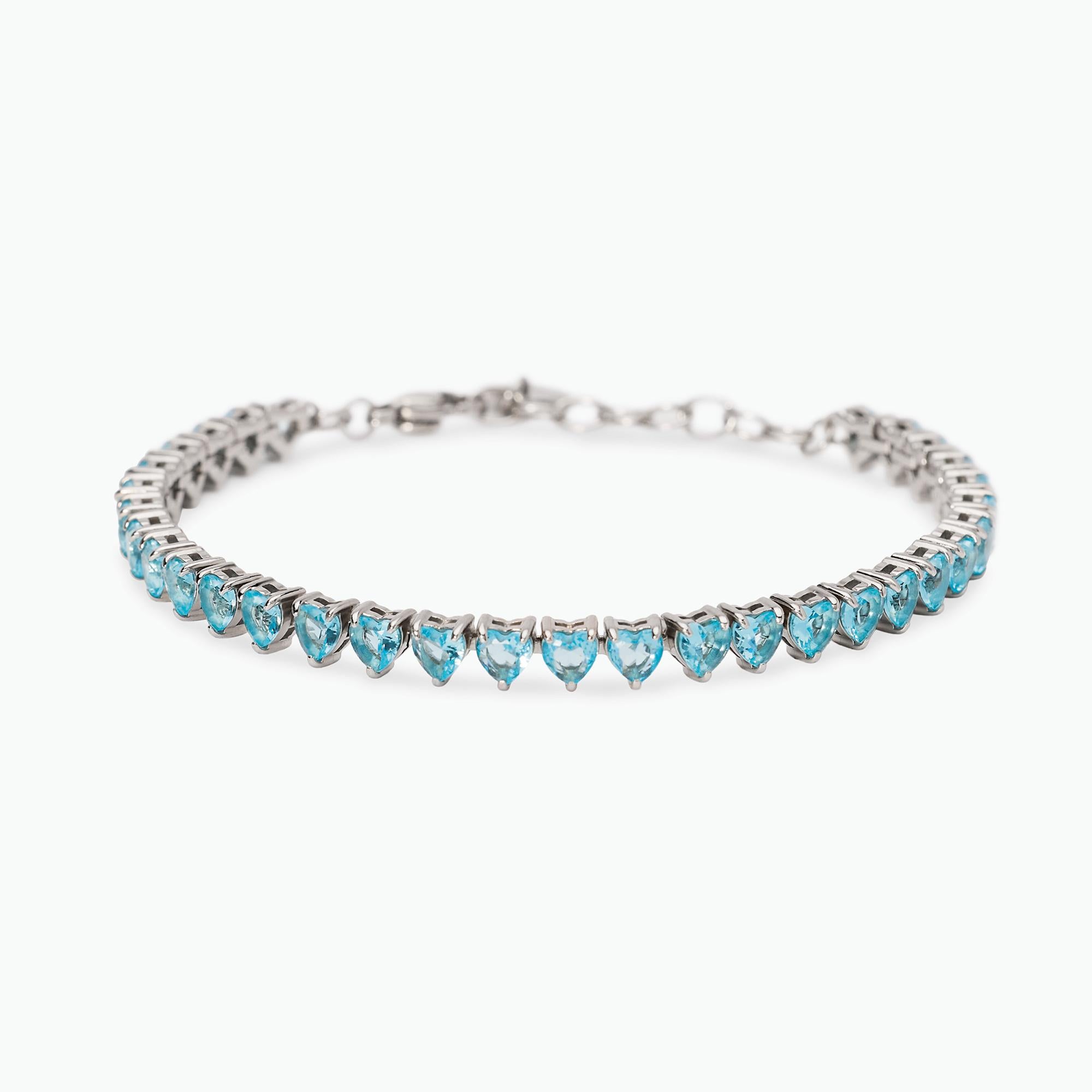Kidult Bracciale tennis cuore con zirconi azzurri, Style 60 - 831154