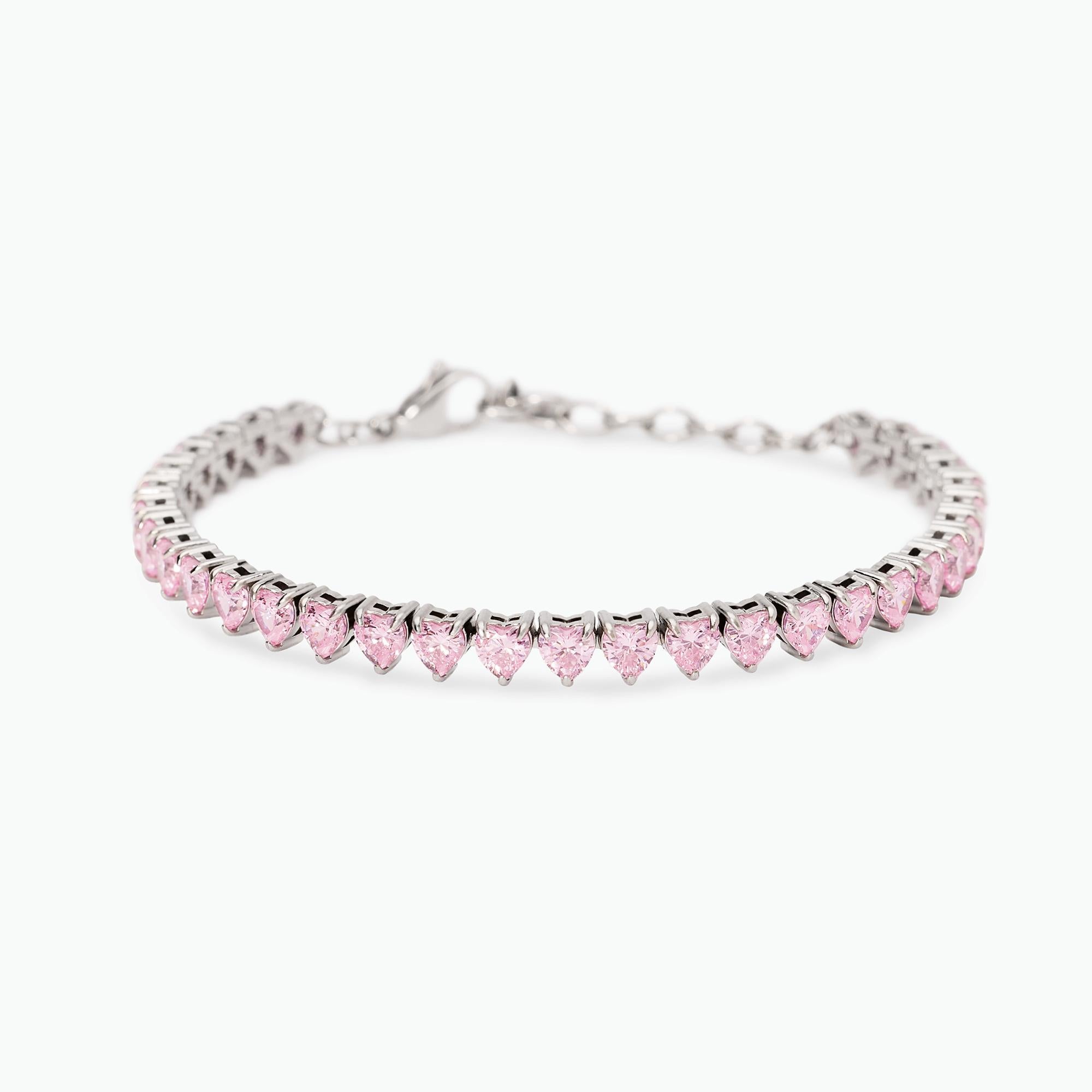 Kidult Bracciale tennis cuore con zirconi rosa, Style 60 - 831155