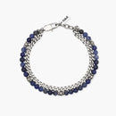 Kidult Bracciale uomo con con catena groumette e sfere diamantate e sodalite blu, Style 37 - 831156