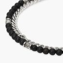 Kidult Bracciale uomo con catena groumette e catena con sfere diamantate e agata nera, Style 37 - 831157