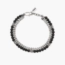 Kidult Bracciale uomo con catena groumette e catena con sfere diamantate e agata nera, Style 37 - 831157