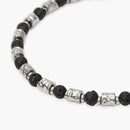 Kidult Bracciale uomo acciaio con cubetti martellati e pietra lavica, Style 38 - 831164