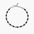 Kidult Bracciale uomo acciaio con cubetti martellati e pietra lavica, Style 38 - 831164