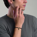 Kidult Bracciale uomo in acciaio con pietra lavica e cornetto, Style 02 - 831165