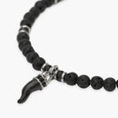 Kidult Bracciale uomo in acciaio con pietra lavica e cornetto, Style 02 - 831165