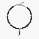 Kidult Bracciale uomo in acciaio con pietra lavica e cornetto, Style 02 - 831165