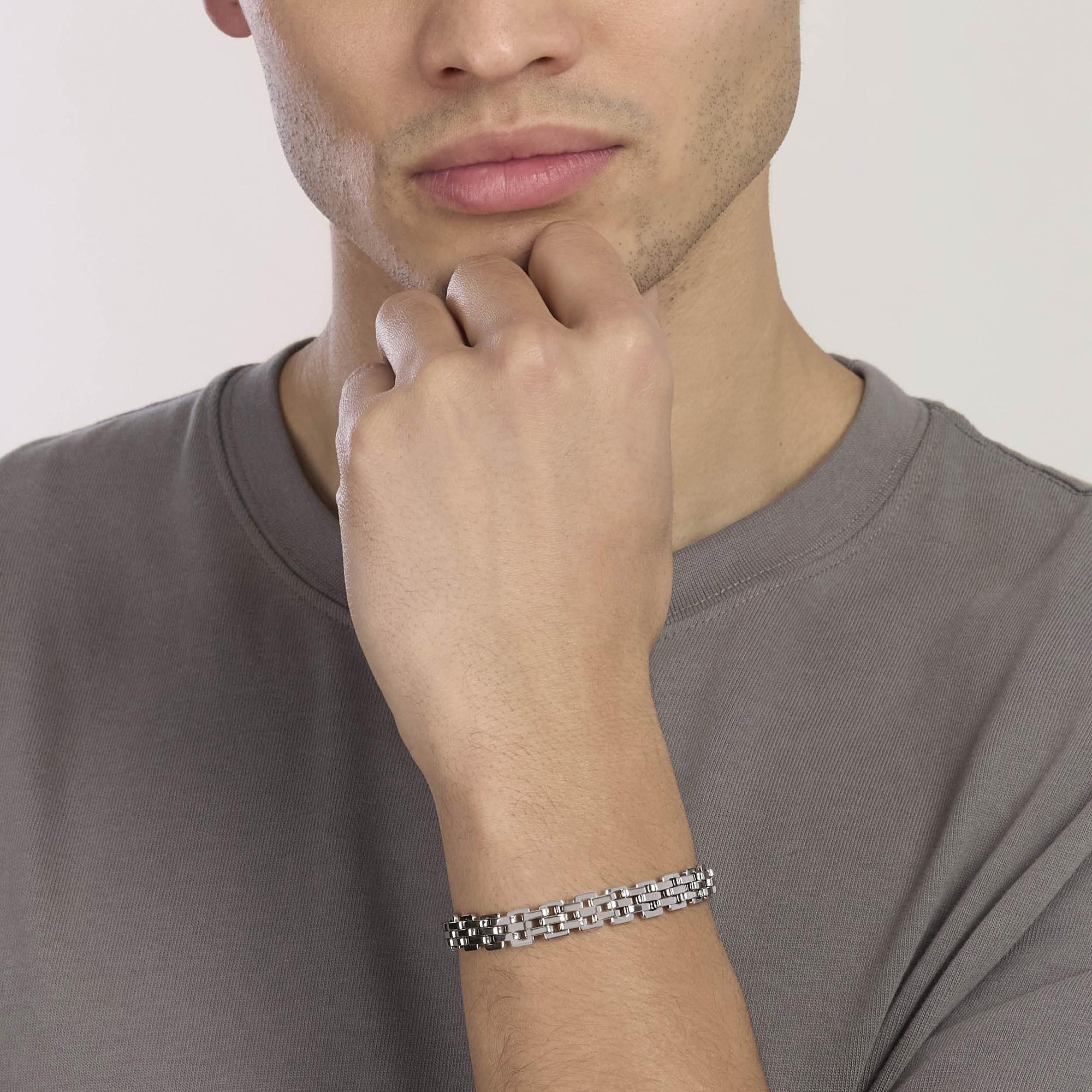 Kidult Bracciale in acciaio da uomo con maglia panther Style 43 - 831167