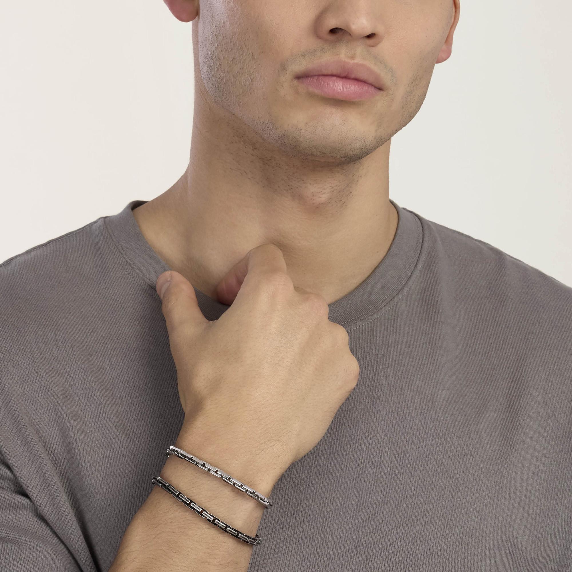 Kidult Bracciale da uomo nero in acciaio con catena cardano Style 06 - 831169