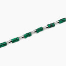 Kidult Bracciale in acciaio da uomo con elementi bambù in acciaio e malachite sintetica - 831181