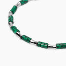 Kidult Bracciale in acciaio da uomo con elementi bambù in acciaio e malachite sintetica - 831181