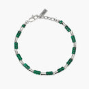 Kidult Bracciale in acciaio da uomo con elementi bambù in acciaio e malachite sintetica - 831181