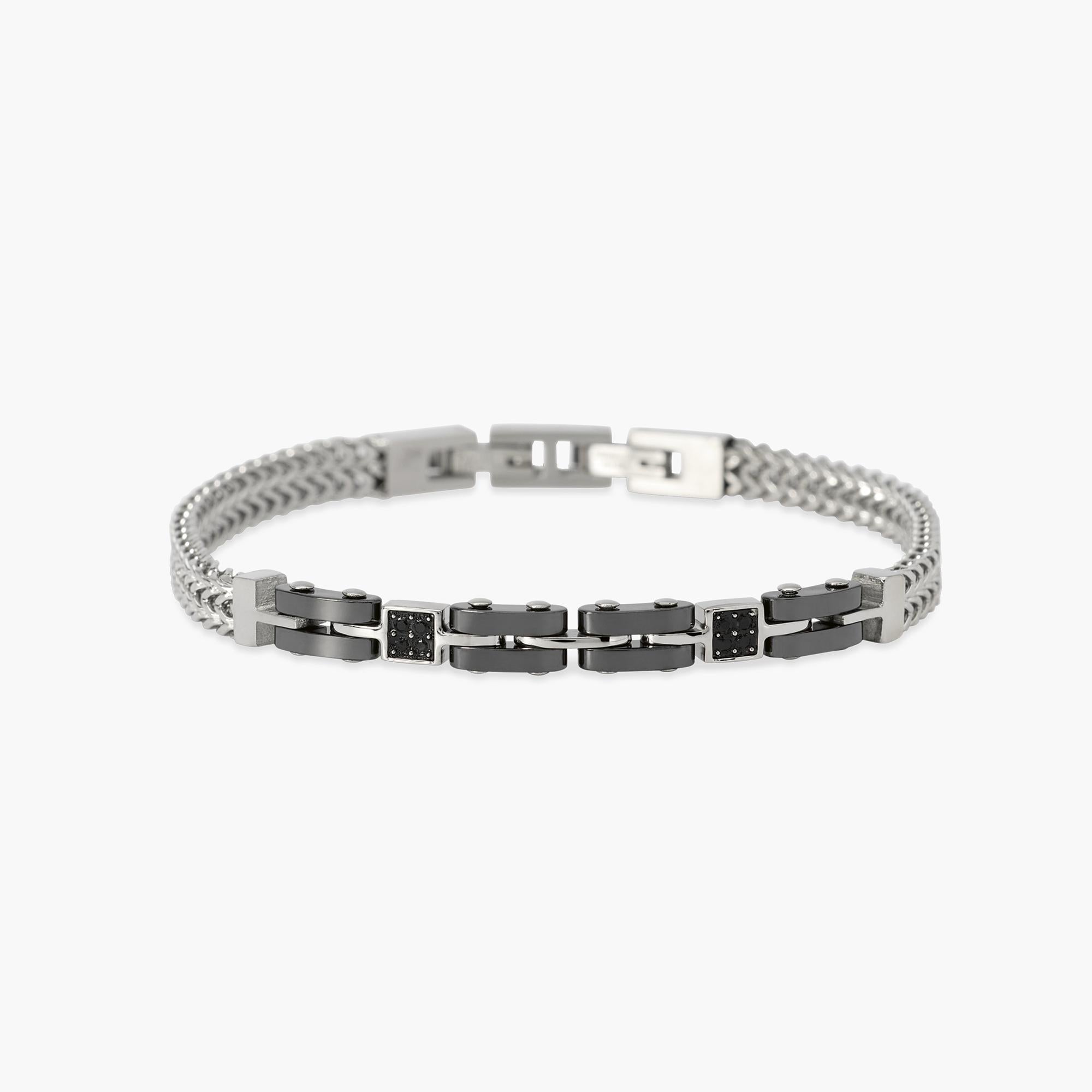 Kidult Bracciale da uomo in acciaio e ceramica nera Style 56 - 831187