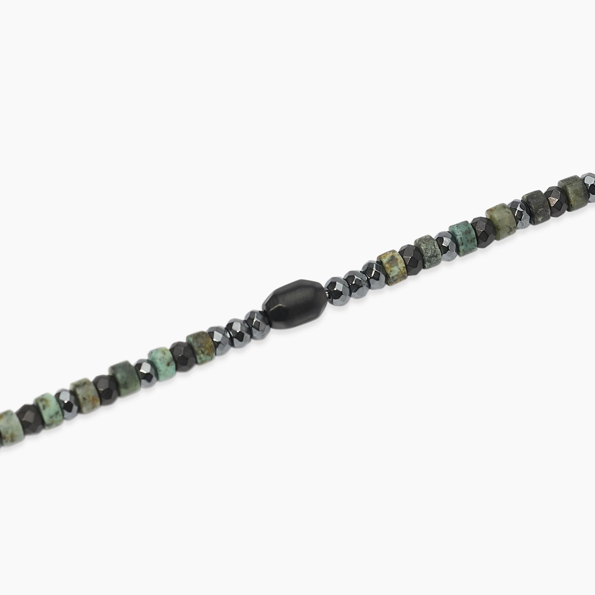 Kidult Bracciale da uomo regolabile con ematite e turchese verde Style 40 - 831209