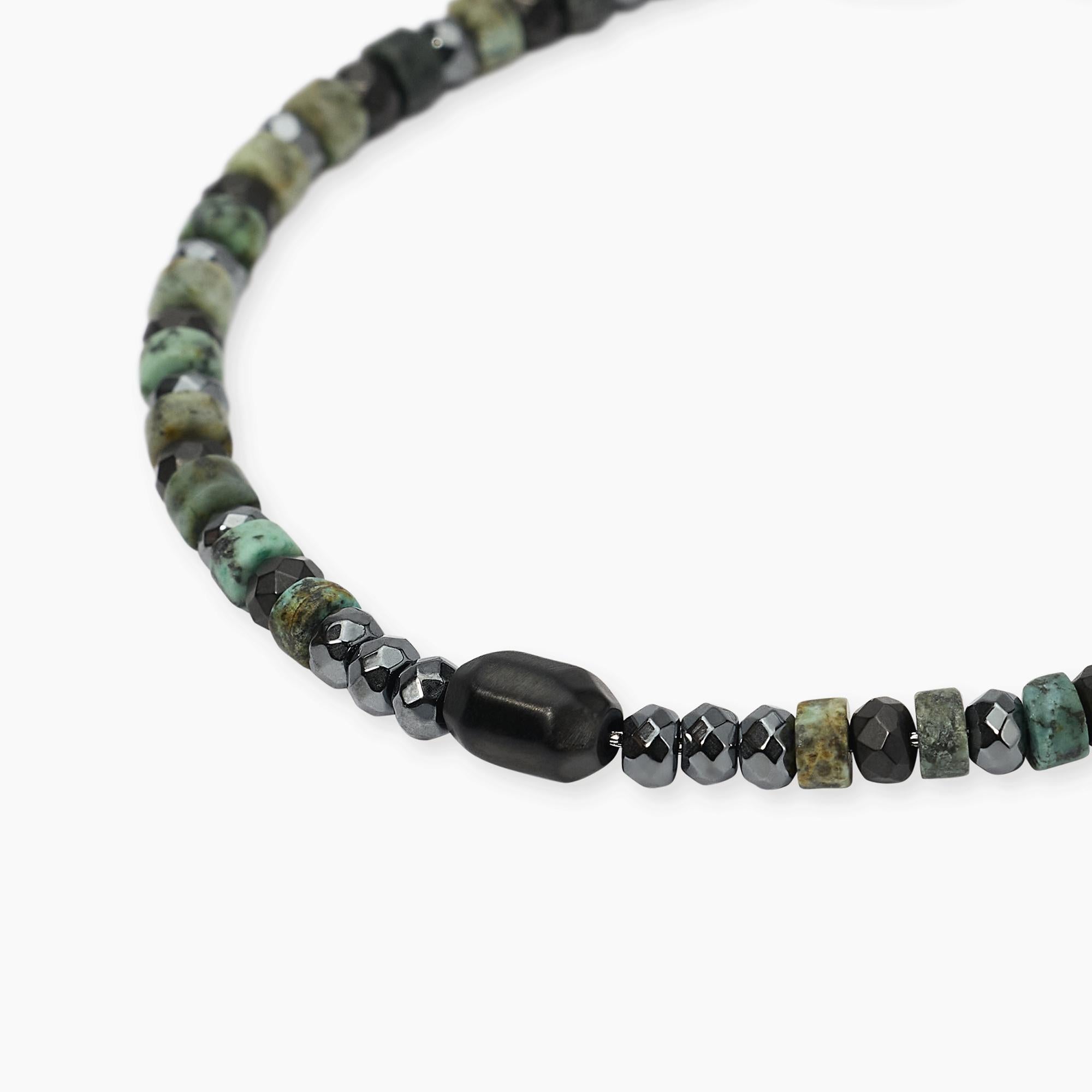 Kidult Bracciale da uomo regolabile con ematite e turchese verde Style 40 - 831209